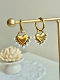 Perle Hjerte Hoops