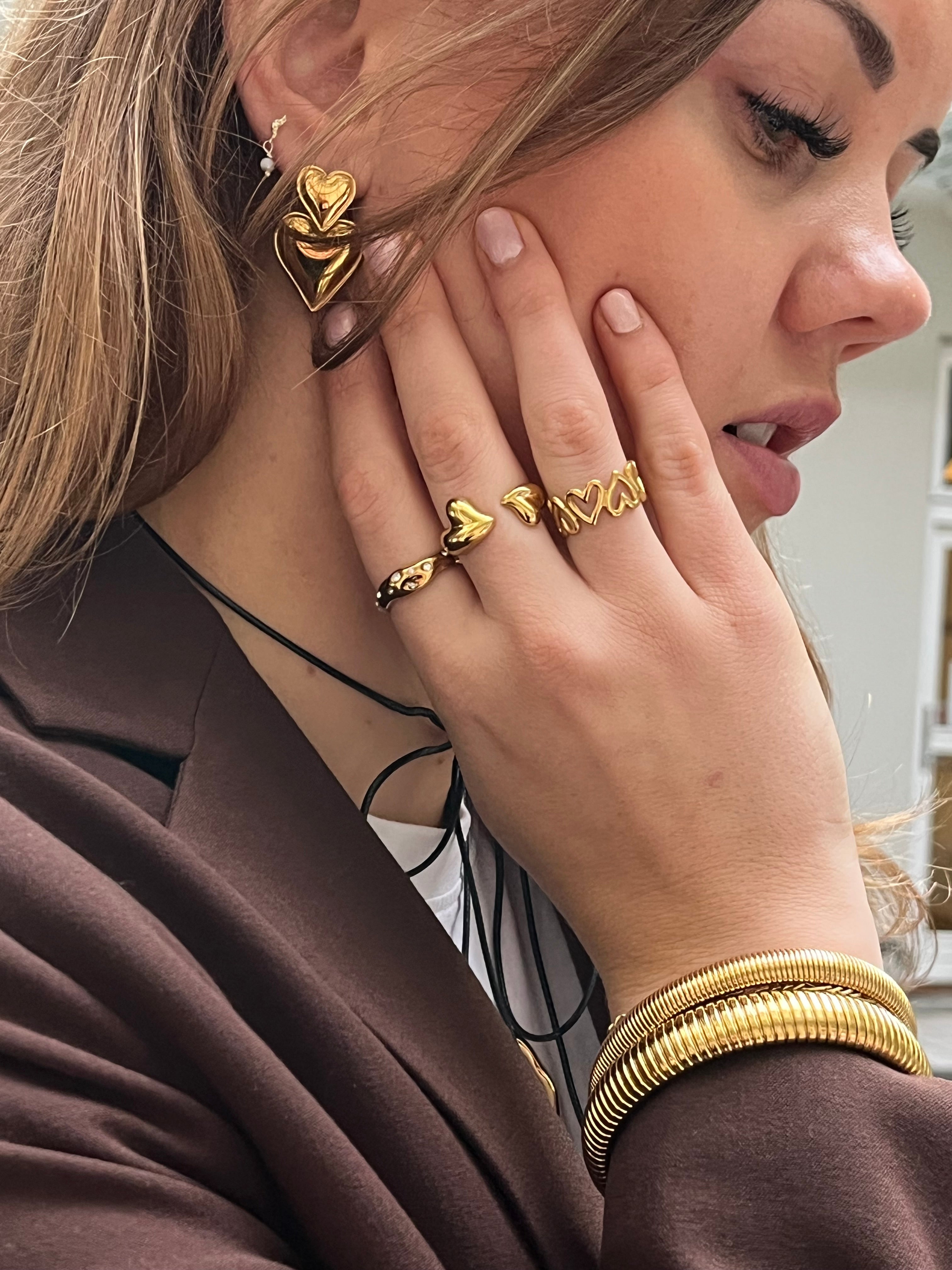 Bold Hjerte Ring (justerbar)