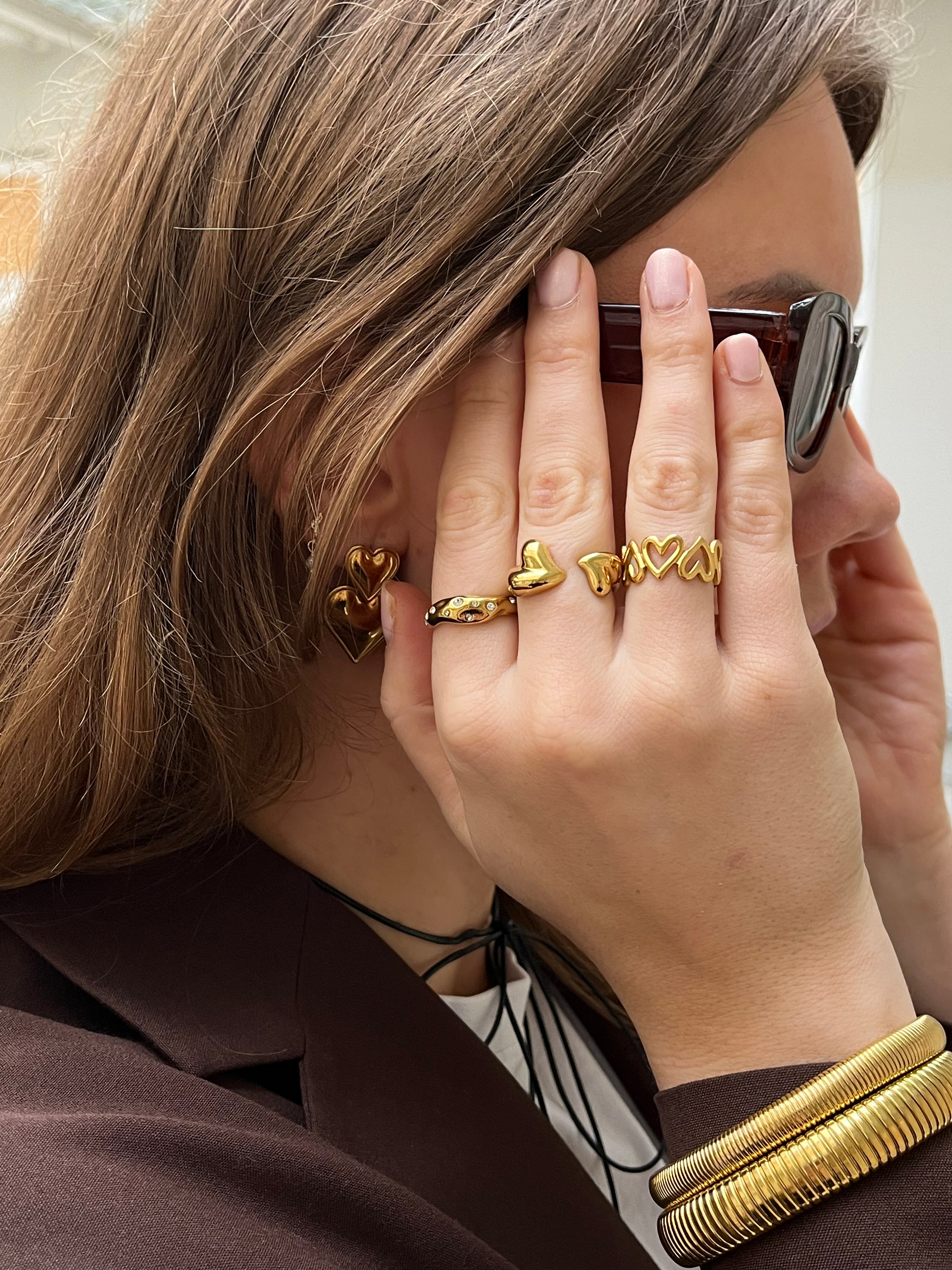 Bold Hjerte Ring (justerbar)